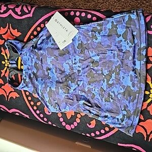 NWT Athleta Womens halter Tankini Top Maldives 36B/C Bra cup Blue Camo